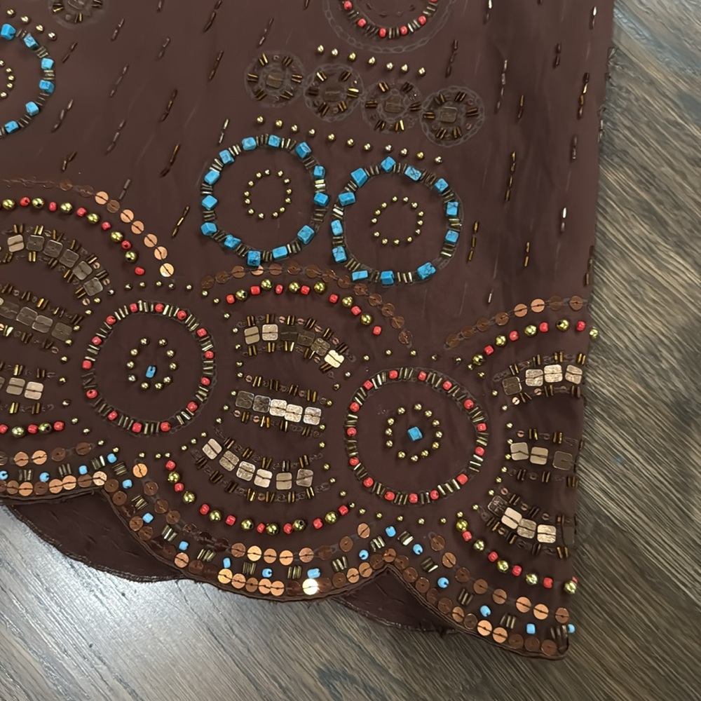 Basil and Maude embroidered embellished beaded brown western skirt size 6 - Picture 6 of 12